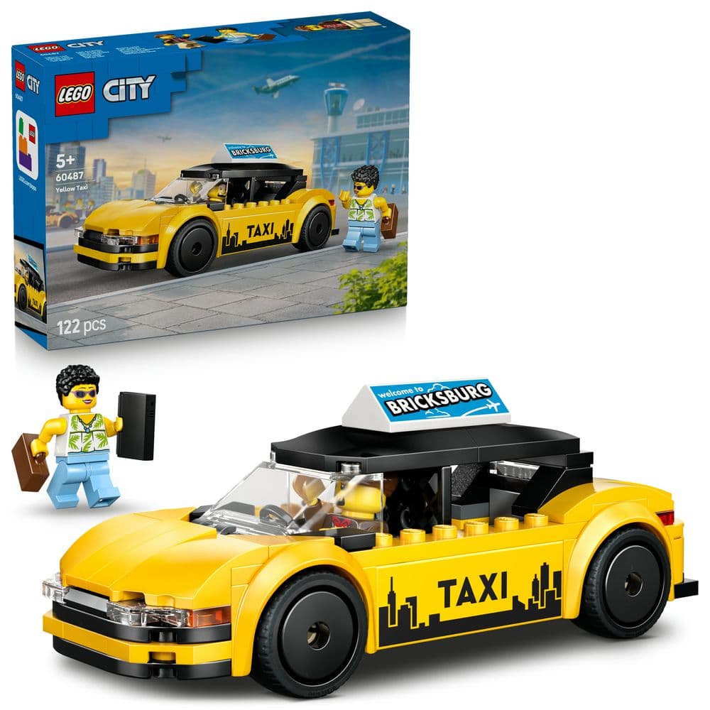 LEGO City 60487 Yellow Taxi - Taxi giallo classico