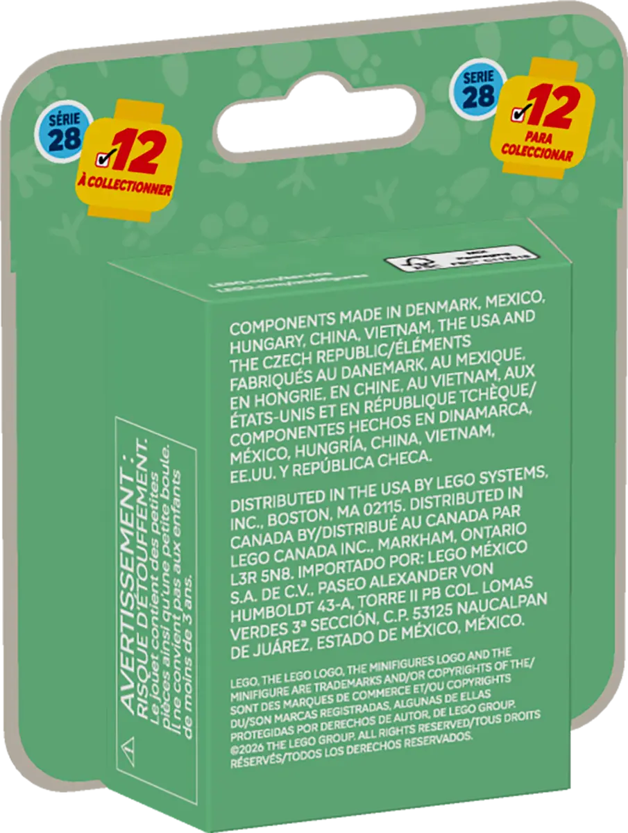 Il retro della bustina con tutte le silhouette delle 12 minifigure